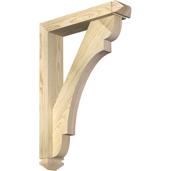 Ekena Millwork Olympic Arts and Crafts Rough Sawn Bracket w/ Offset Brace, Douglas Fir, 4"W x 18"D x 26"H BKT0402X18X26OLY03RDF - main